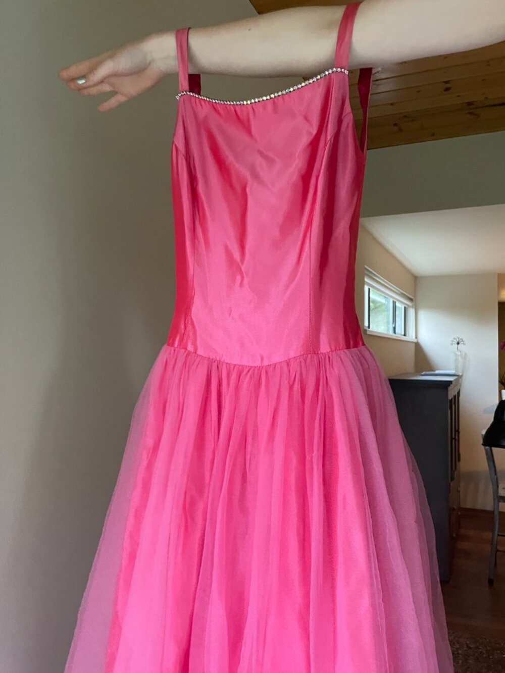Vintage pink tulle prom dress